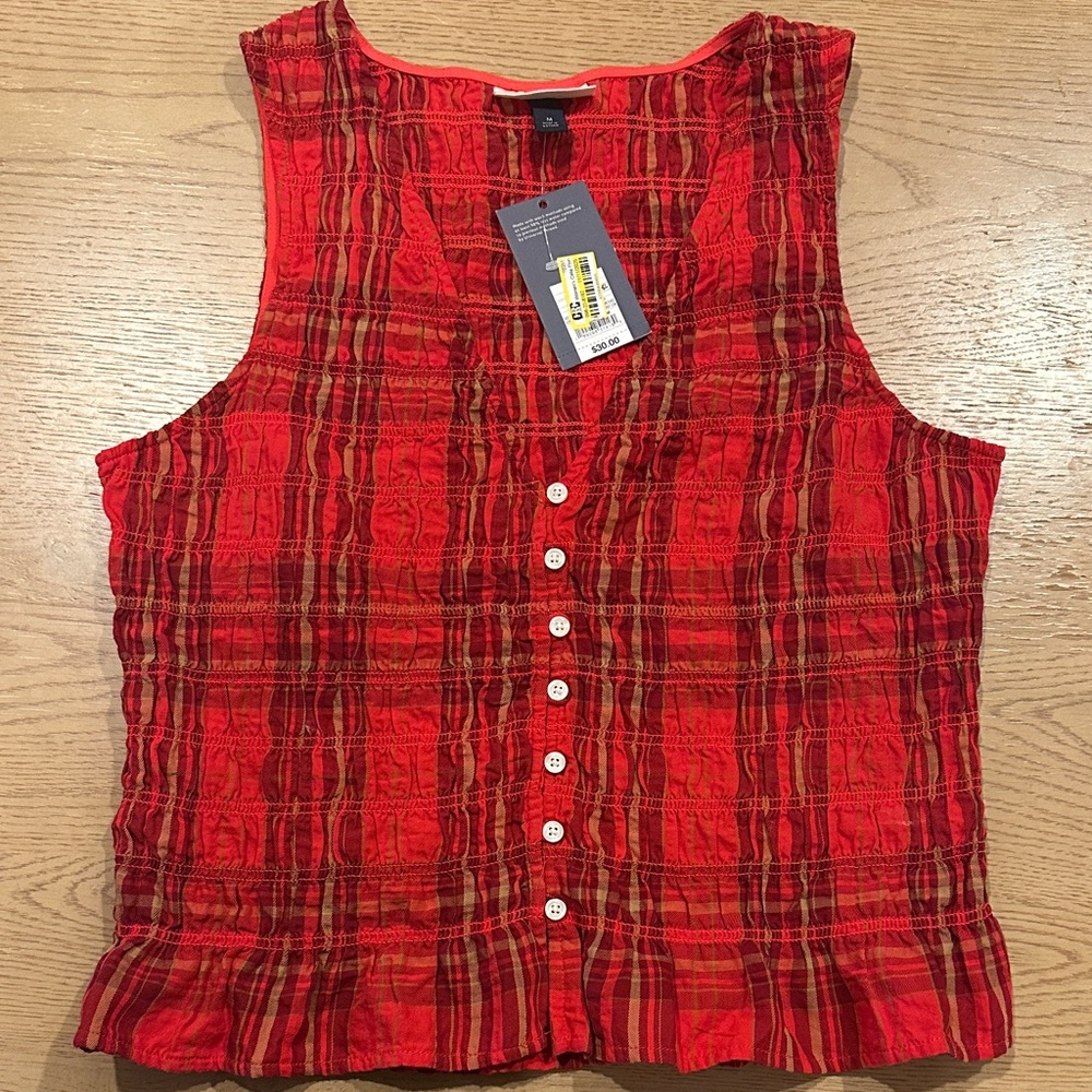 Universal thread Women's blouse- red plaid M NWT